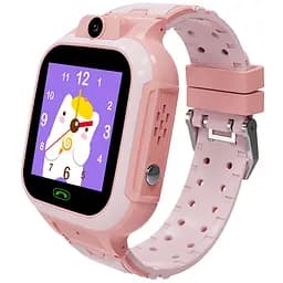 Смарт-годинник телефон дитячий LEMFO LT37 4G GPS Wi-Fi з відеодзвінком SIM-карта силіконовий ремінець Pink (18757)