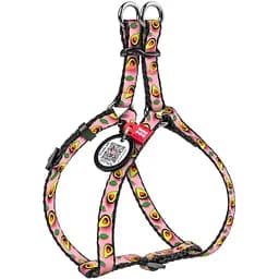 Шлея для кошек и мелких пород собак Waudog Nylon Авокадо на розовом с QR паспортом XS 28-40x1 см