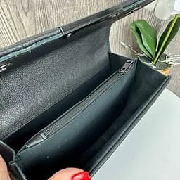 Сумка жіноча шкіряна маленька через плече стильна чорна стьобана на ланцюжку (1696) - мініатюра 6