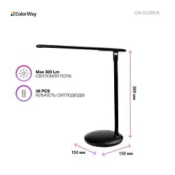 Настільна лампа ColorWay 4W with built-in battery 1800 mAh USB in/out 5V*1A, black (CW-DL02B-B) - мініатюра 4