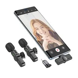 Бездротова мікрофонна система BOROFONE BFK12 Trophy lavalier wireless digital microphone(iP/Type-C) Black (6941991106408) - мініатюра 7