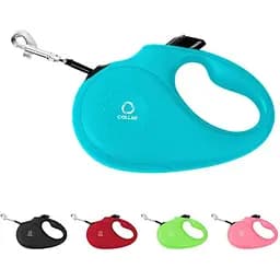 Поводок-рулетка Collar для собак, размер S, 15 кг, 5 м, светоотражающая лента, голубой