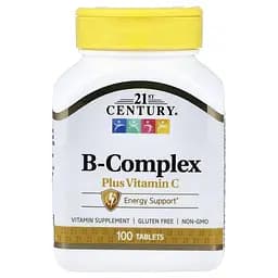 Комплекс витаміну B 21st Century B-Complex plus Vitamin C, 100 таблеток