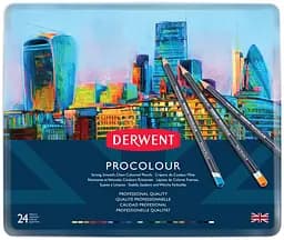 Набор цветных карандашей Procolour 24 цвета металл Derwent