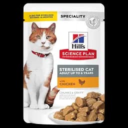 Вологий корм Hill's SP Sterilised для стерилізованих дорослих котів, з куркою, пауч, 85г