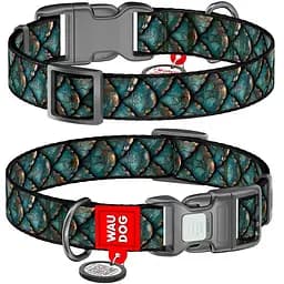 Нашийник для собак нейлоновий Waudog Nylon з QR адресником Луска пластиковий фастекс XXL 3.5х46-70 см