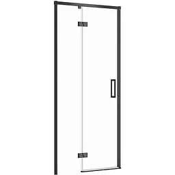 Душевые двери Cersanit Larga 90x195 L распашные профиль черный S932-128, Левая, прозрачный, черный