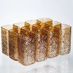 Набір склянок для напоїв Yiwu Matrix Glass 12 штук по 245 мл коричневий для лимонадів соку води коктейлів склянки скляні HP-17-48