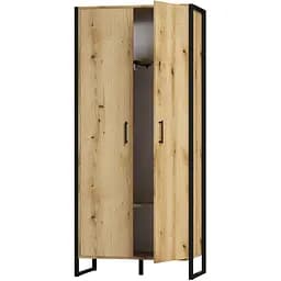 Шкаф лофт закрытый ОП-654 Orange-Line 860х400х1900 Черный/Дуб Эвок прибрежный