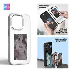 Чехол с экраном для Apple iPhone 15 Pro, белый, Ink Screen, противоударный, силиконовая панель, со встроенным цветным дисплеем E-ink и NFC для переноса изображений на чехол, защита всего корпуса, ArmorStandart (ARM74562) - мініатюра 2