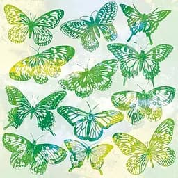 Декупажные салфетки Ambiente Бабочки акварельные зеленые 33х33см 18.5 г/м2 20 шт.