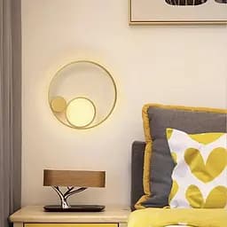 Сучасний стіновий або стельовий LED світильник у латунному корпусі Ø 45 см Арт. WMJ26-450*H70 GD Line F