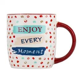 Чашка Elisey Enjoy be moment 350 мл (9071-002l) з червоною ручкою      