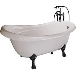 Ванна окремостояча матова Amdcon Symphony 167x78 біла з литого каменю чорні ніжки SYMFONYA_167_bl_MAT Білий матовий