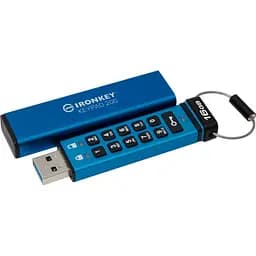 USB флеш накопичувач Kingston 16GB IronKey Keypad 200 Blue USB 3.2 (IKKP200/16GB) - мініатюра 1