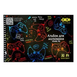 Альбом для малювання Gamer KIDS Line А4, 30 аркушів, 120 г/м², на пружині, темно-синій