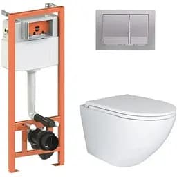 Набір Q-tap Nest 4 в 1 підвісний унітаз Robin Ultra Quiet 490x365x325 + комплект інсталяції QT1333046EUQW45143