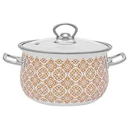 Кастрюля эмалированная Infinity Gold, со стеклянной крышкой, 16 см, 2,1 л, белый (6788049)