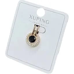 Жіночий кулон Xuping круглий з чорним каменем і фіанітами Медичне золото з покриттям справжнім золотом 18K