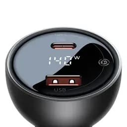 Автомобільний зарядний пристрій Baseus Digital Display PD3.1 Dual Fast Charger Car Charger USB+Type-C 140W Set CGZX070001 Black - мініатюра 6