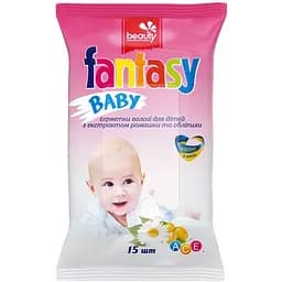 Серветки вологі Fantasy Baby з екстрактом ромашки та обліпихи 15 шт.