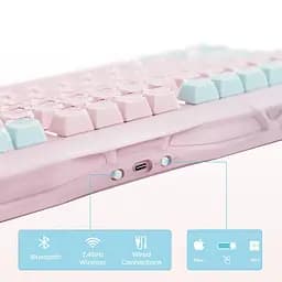 GravaStar Клавіатура механічна GravaStar Mercury K1 Lite 80keys, GravaStar x BSUN Grey, BT/WL/USB, Lumen Rose - мініатюра 4