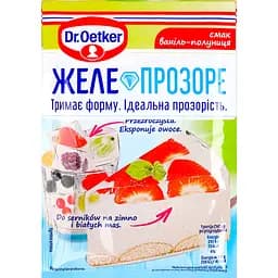 Желе Dr.Oetker Galaretka прозрачная со вкусом ваниль-клубника 72 г 