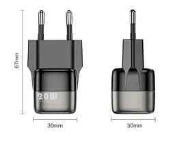 Адаптер мережевий зарядний пристрій Kuulaa KL-CD34 20W Super Si Type-C (у коробці) чорний - мініатюра 3