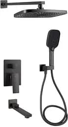 Душевая система универсальная Qtap Gemini Gunmetal Black PVD скрытого монтажа QTGEM114GMB45704