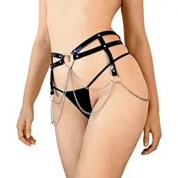 Шкіряний пояс декорований ланцюжками Art of Sex - Becky, розмір XS-M, колір Чорний