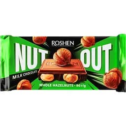 Шоколад молочный Roshen Nut Out Whole Hazelnuts 90 г (947721)