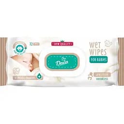 Детские влажные салфетки Dada Sensetive, без запаха, с клапаном, 72 шт.