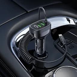 Автомобільний зарядний пристрій Hoco NZ11A 2USB/Type-C PD 30W чорний + кабель Lightning - мініатюра 8