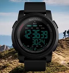 Чоловічий спортивний годинник Skmei 1469 Fitness (Чорний з чорним) - мініатюра 5
