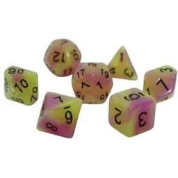 Набор кубиков Double Color Glow in the dark 7 Dice Set - Yellow-Pink , 7 шт. (g7dglowdc04)