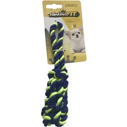 Игрушка для мелких собак Croci плетеная кость из каната зеленая 19 см