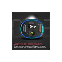 FM модулятор Promate PowerTune 38w USB-A OTG/USB-A QC3.0/USB-C PD Black (powertune-38w.black) - мініатюра 5