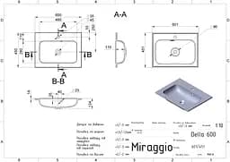Умивальник Miraggio Della 600 mirastone gray 0000988, Сірий - мініатюра 2