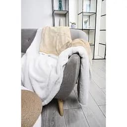 Ковдра Soho Plush hugs Beige флісова, 220х200 см, бежева з білим (1225К) - мініатюра 5
