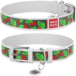 Нашийник для собак Waudog Design шкіряний з QR паспортом малюнок Калина L