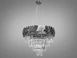 Елегантна кришталева люстра на 14 ламп, діаметром 60 см, колір-чорний хро.