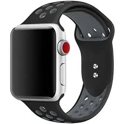 Спортивный ремешок Primo с перфорацией для Apple Watch 42 мм, 44 мм, 45 мм Black Grey