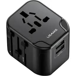 Мережевий зарядний пристрій Usams US-CC173 T55 12W Dual USB Universal Travel Charger (US/AU/EU/UK) Чорний