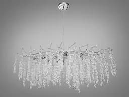 Кришталева люстра з алюмінієвими гілочками "Гліцинія" витягнутої форм.