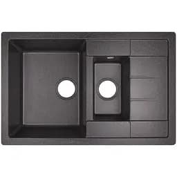 Кухонна мийка з додатковою чашею Lidz 780x495/200 BLA-03 чорна (LIDZBLA03780495200)