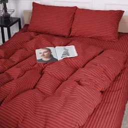 Простирадло MirSon Бязь Stripe Red на резинці 70х130 см червоне (2200010365351) - мініатюра 2