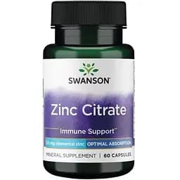 Цитрат цинка Swanson Zinc Citrate 50 mg, 60 капсул для поддержки зрения и иммунитета