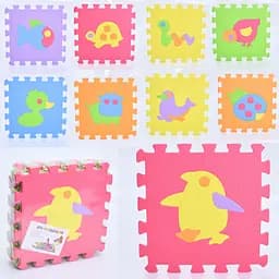 Килимок Мозаїка EVA, тварини, 9 деталей, 9 мм, 30x30 см, пазли