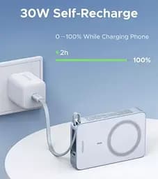 Магнітний павербанк Ugreen PB594 з бездротовою MagSafe зарядкою блакитний 30W 10000 мАч - мініатюра 4