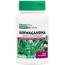 Ашваганда Natures Plus Herbal Actives Ashwagandha 450 mg, 60 вегакапсул